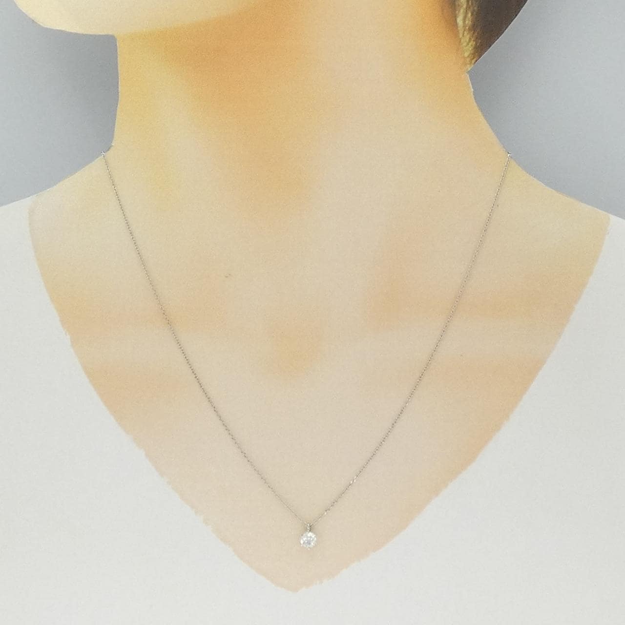 K18WG ソリティア ダイヤモンド ネックレス 0.28CT