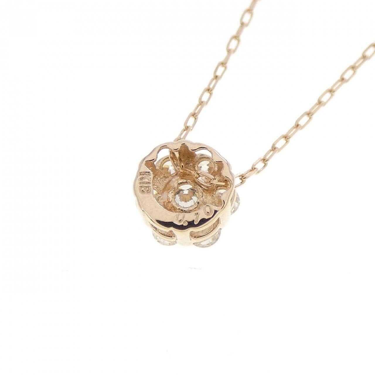 K18PG フラワー ダイヤモンド ネックレス 0.10CT