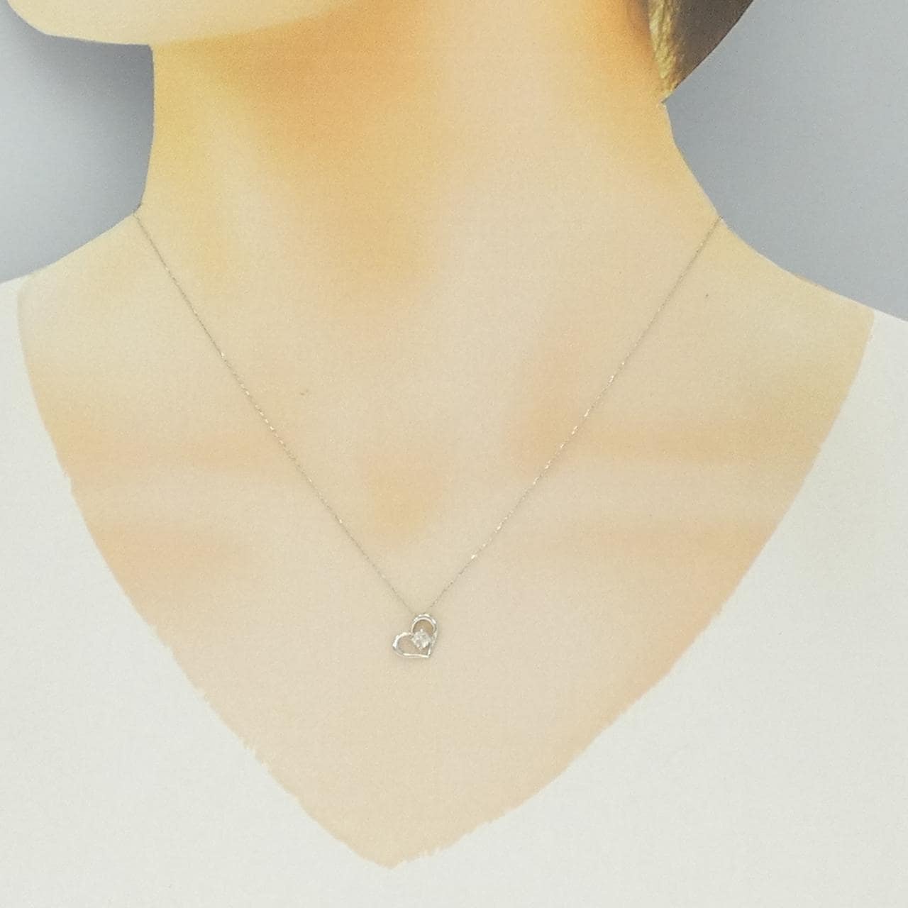 PT900/PT850 ハート ダイヤモンド ネックレス 0.10CT
