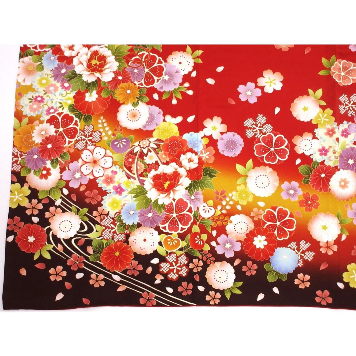 振袖　友禅加工刺繍入り　ボカシ染