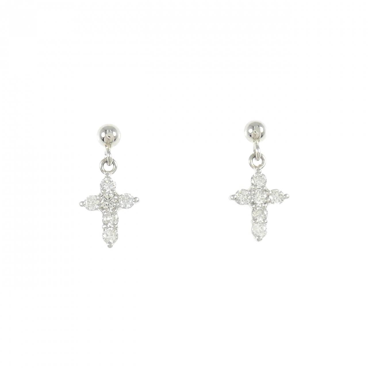 PT900 クロス ダイヤモンド ピアス 0.20CT