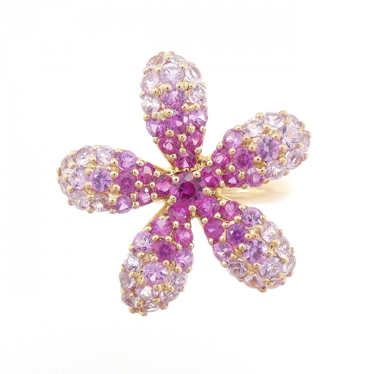 K18PG/K18WG フラワー サファイヤ リング 2.01CT