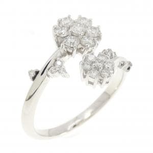 K18WG フラワー ダイヤモンド リング 0.46CT