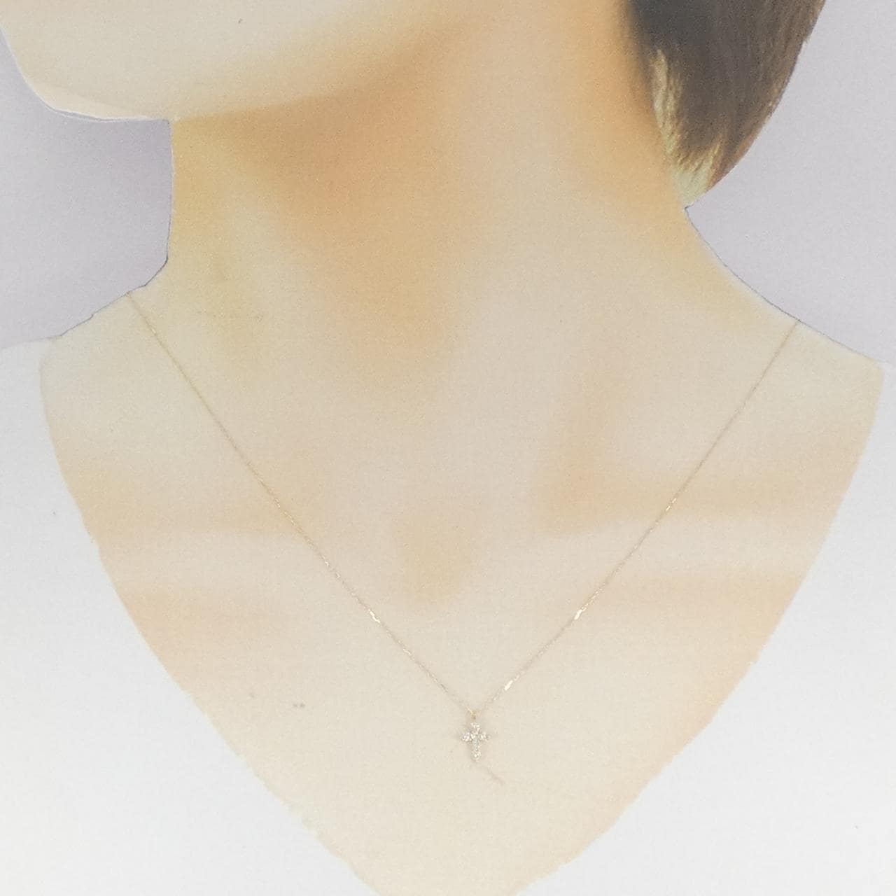 [新品] K18YG 十字钻石项链 0.10CT