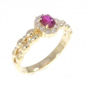 K18YG ルビー リング 0.38CT