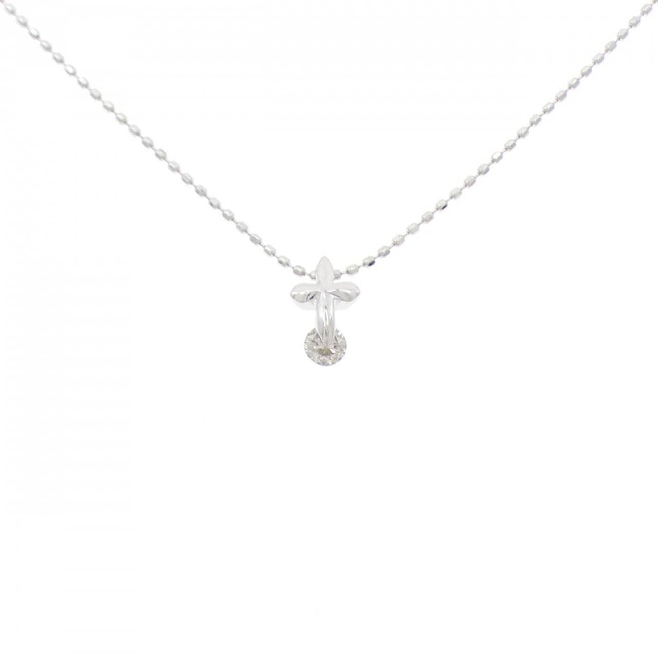 K18WG クロス ダイヤモンド ネックレス 0.10CT