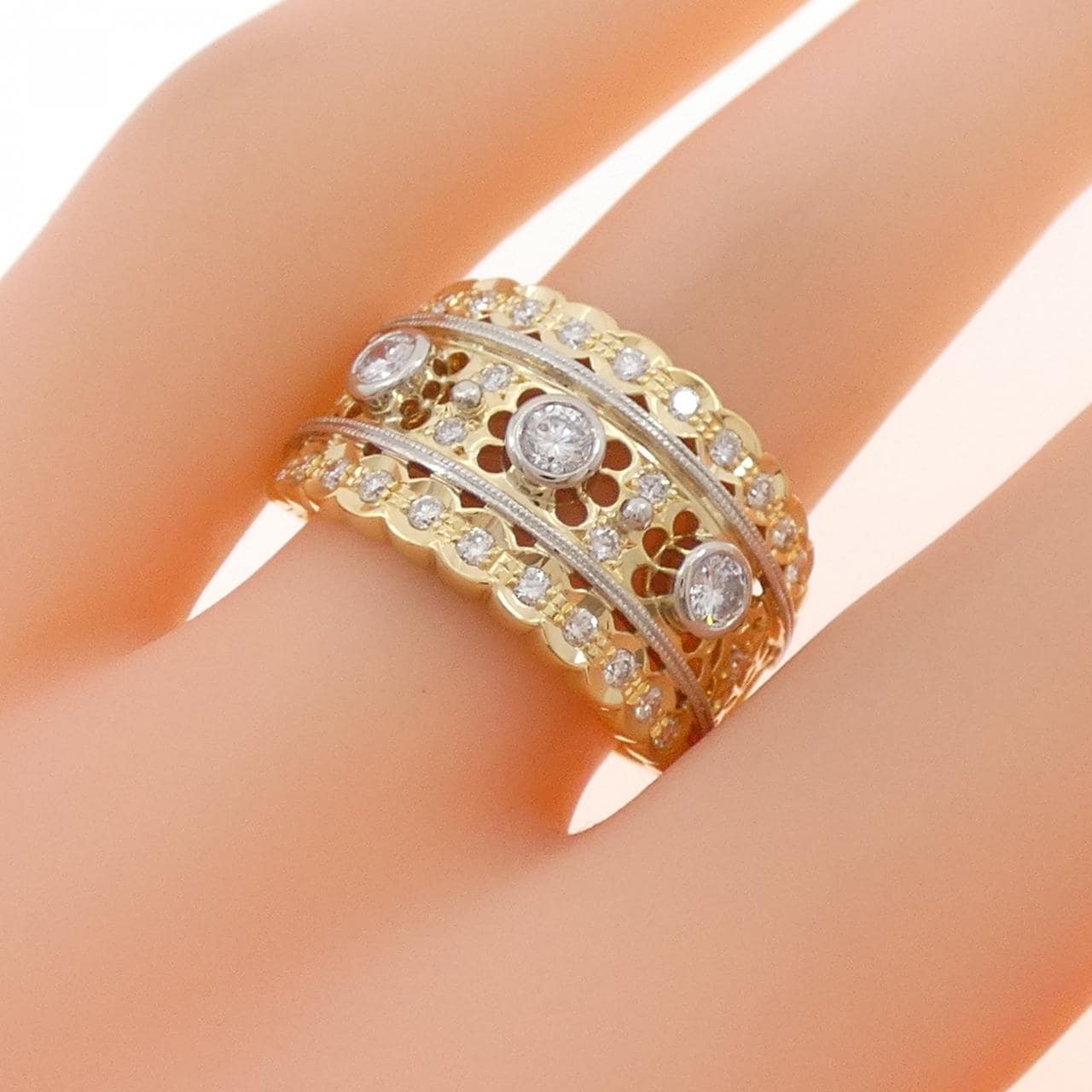 K18YG/PT900 ダイヤモンド リング 0.50CT