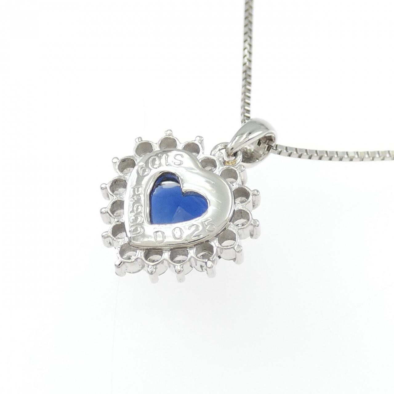 PT900/PT850 ハート サファイヤ ネックレス 1.09CT