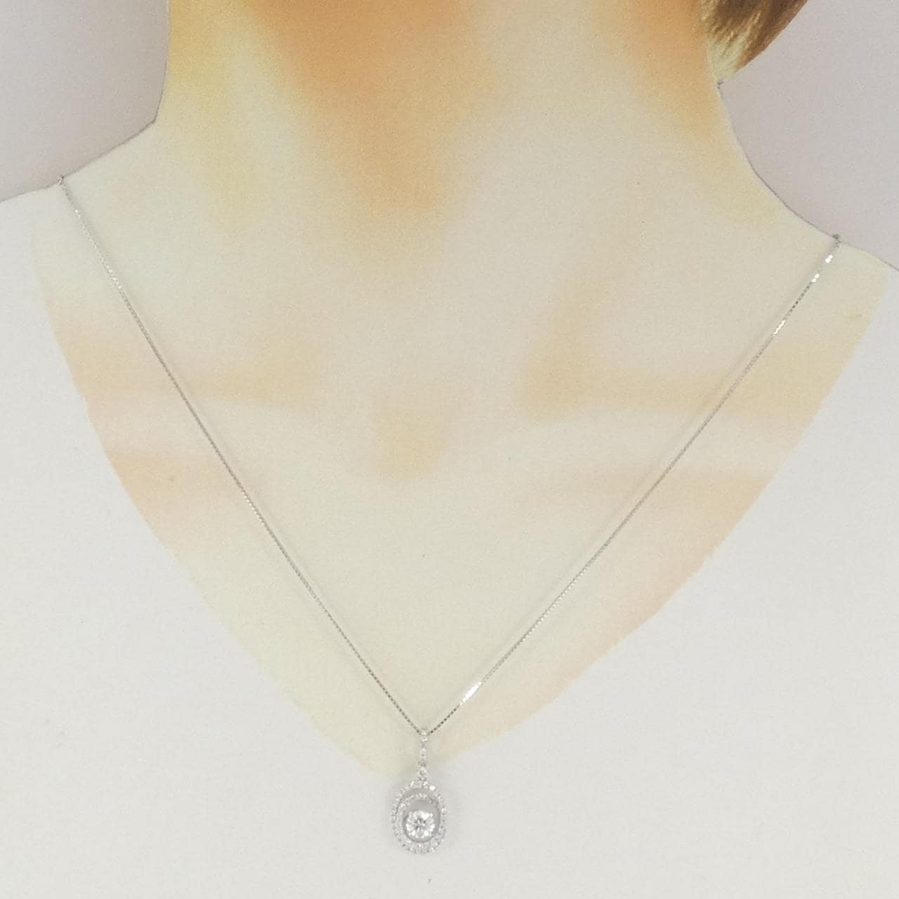 750WG/K18WG ダイヤモンド ネックレス 0.617CT G VS1 VG