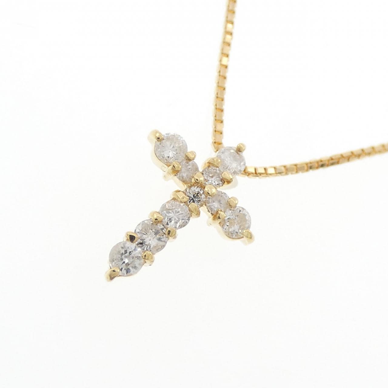 K18YG クロス ダイヤモンド ネックレス 0.30CT