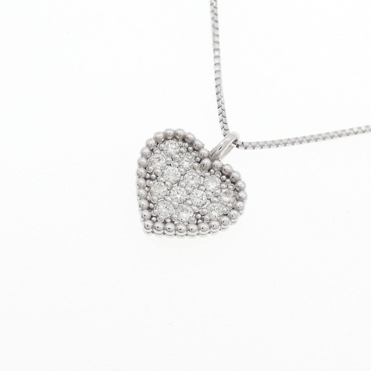 K18WG ハート ダイヤモンド ネックレス 0.12CT