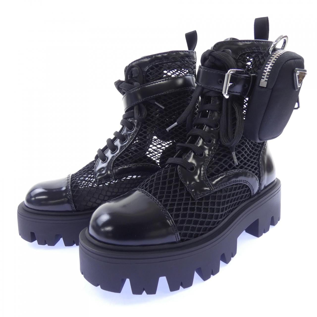 プラダ PRADA メッシュ コンバット トライアングルロゴ 1T337O ブーツ