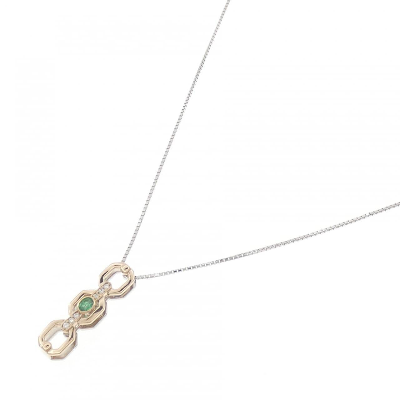 K18PG/PT900/K18WG エメラルド ネックレス 0.15CT