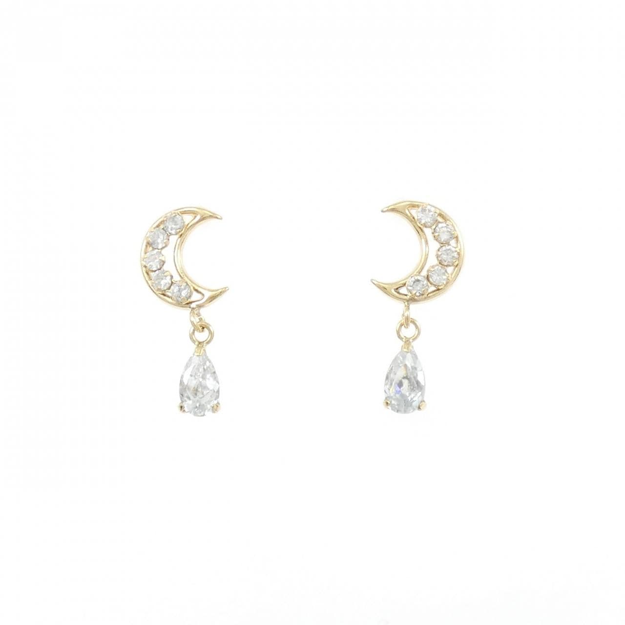 K18YG ムーン キュービック ピアス