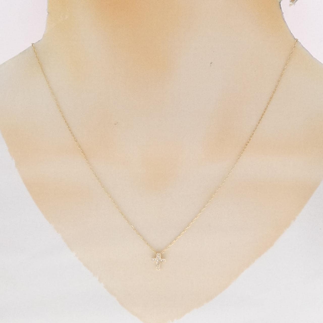 K10YG クロス ダイヤモンド ネックレス 0.05CT