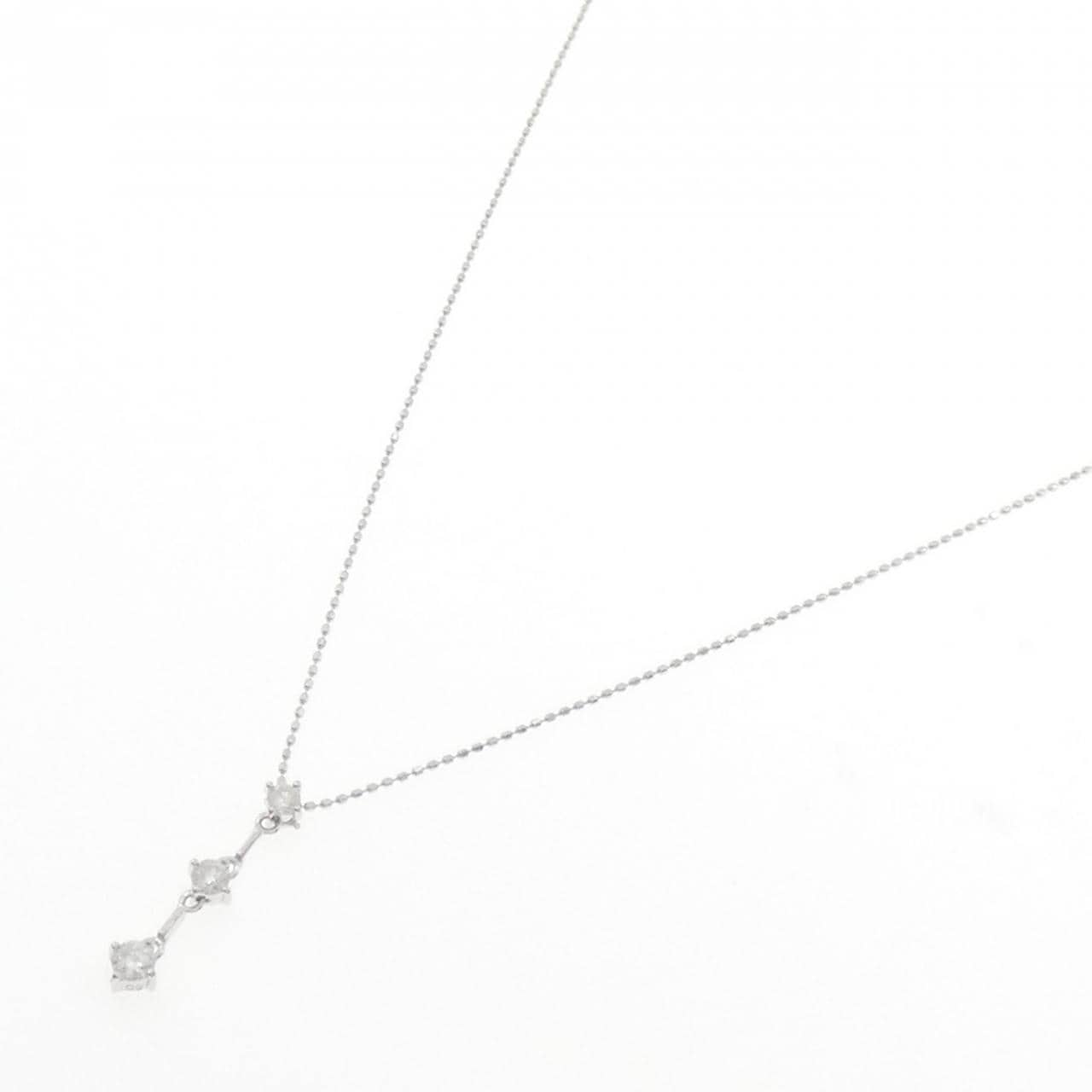 K18WG スリーストーン ダイヤモンド ネックレス 0.3CT