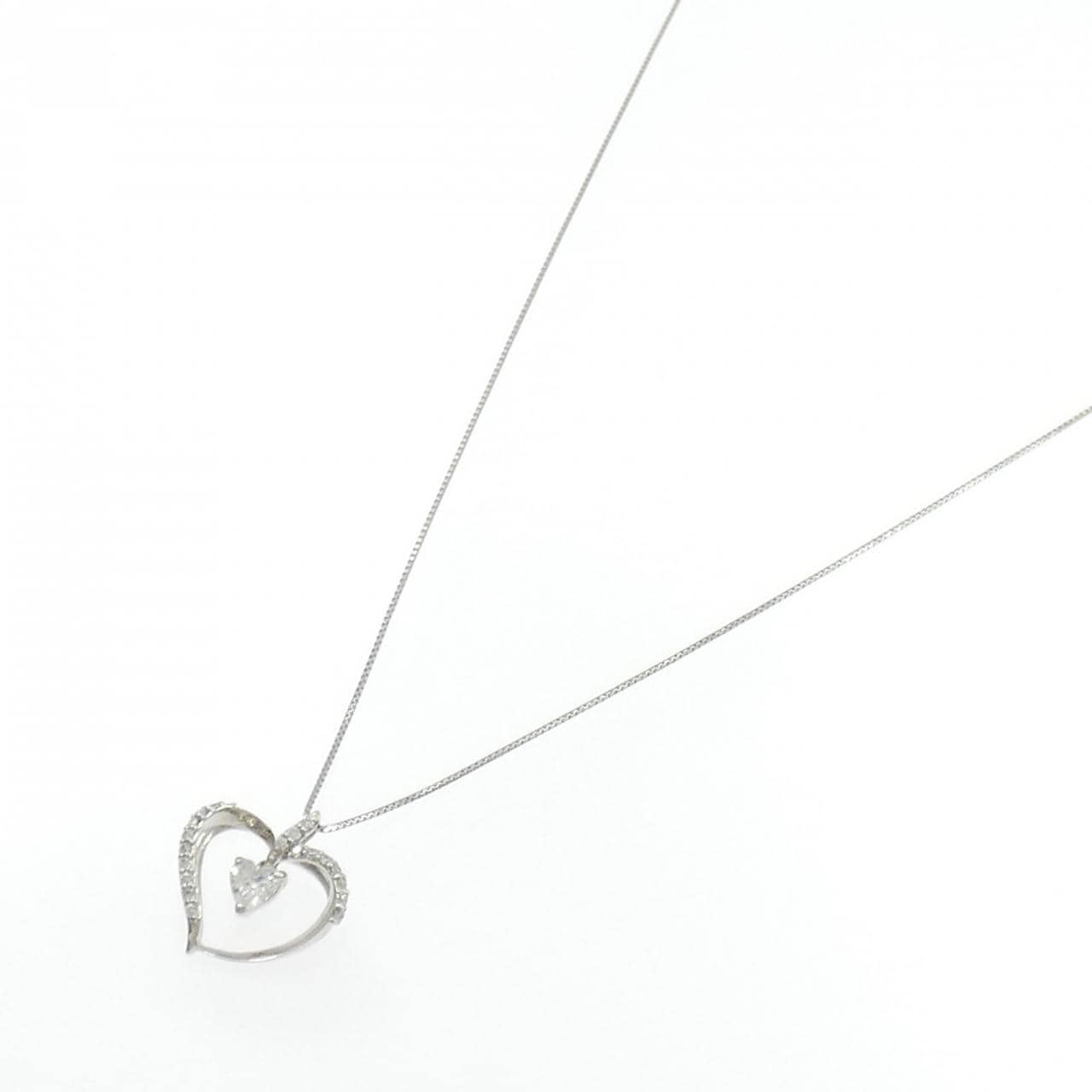 PT900/PT850 ハート ダイヤモンド ネックレス 0.210CT