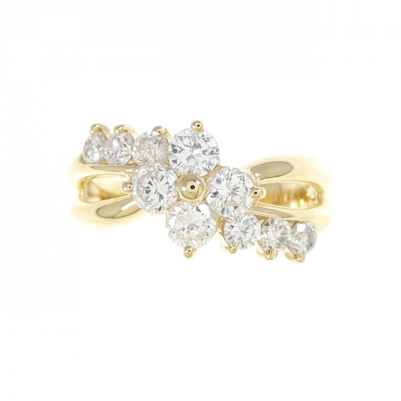 K18YG フラワー ダイヤモンド リング 0.75CT