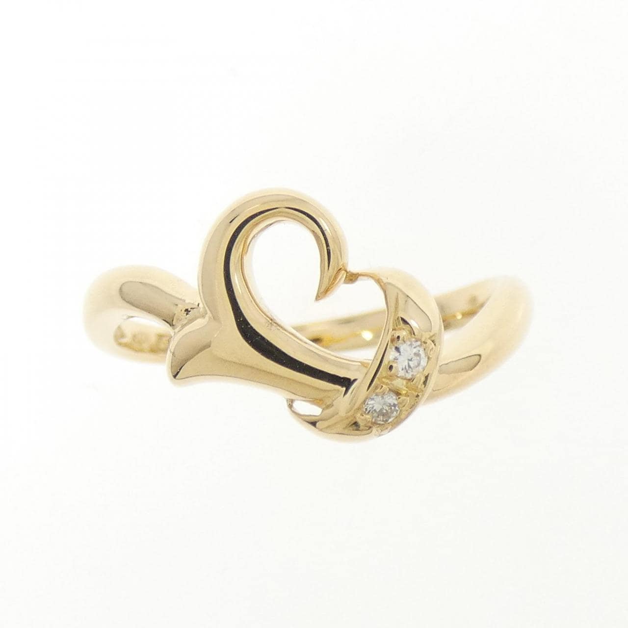 K18YG heart Diamond ring