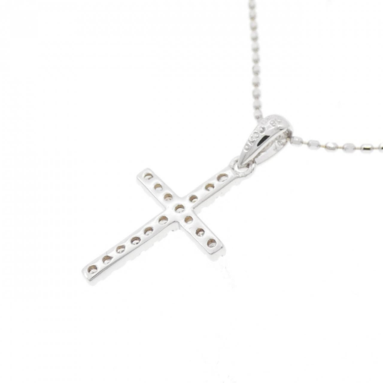 K18WG/750WG クロス ダイヤモンド ネックレス 0.10CT