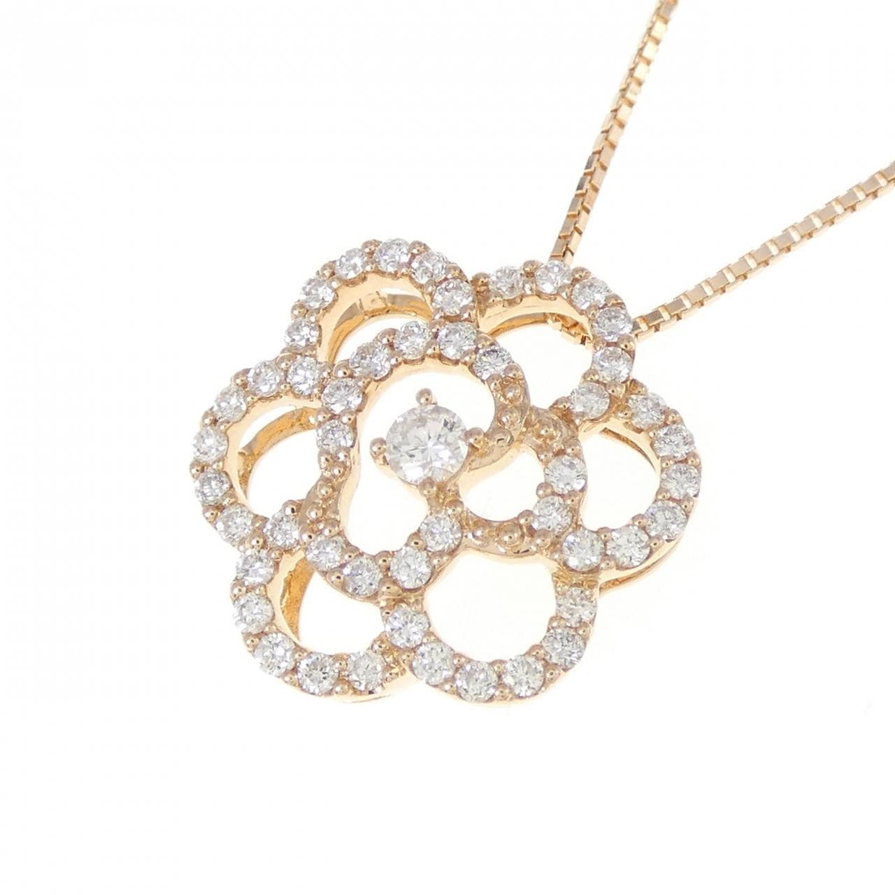 K18PG flower Diamond necklace