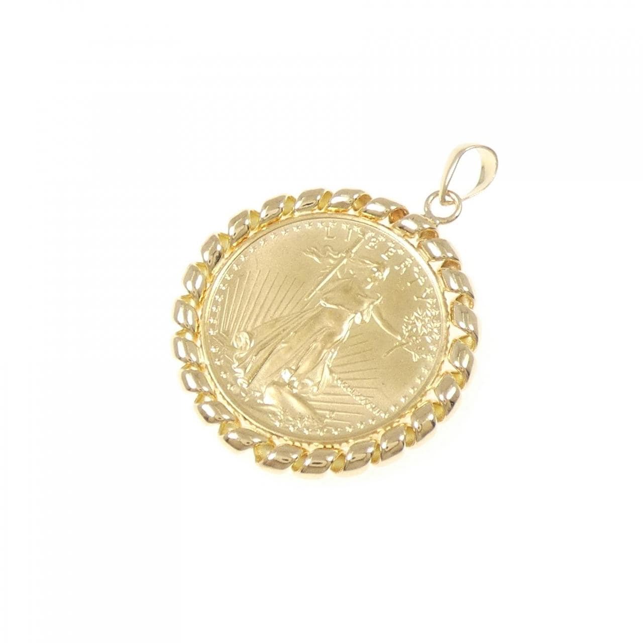 K18YG(枠) コイン ペンダント