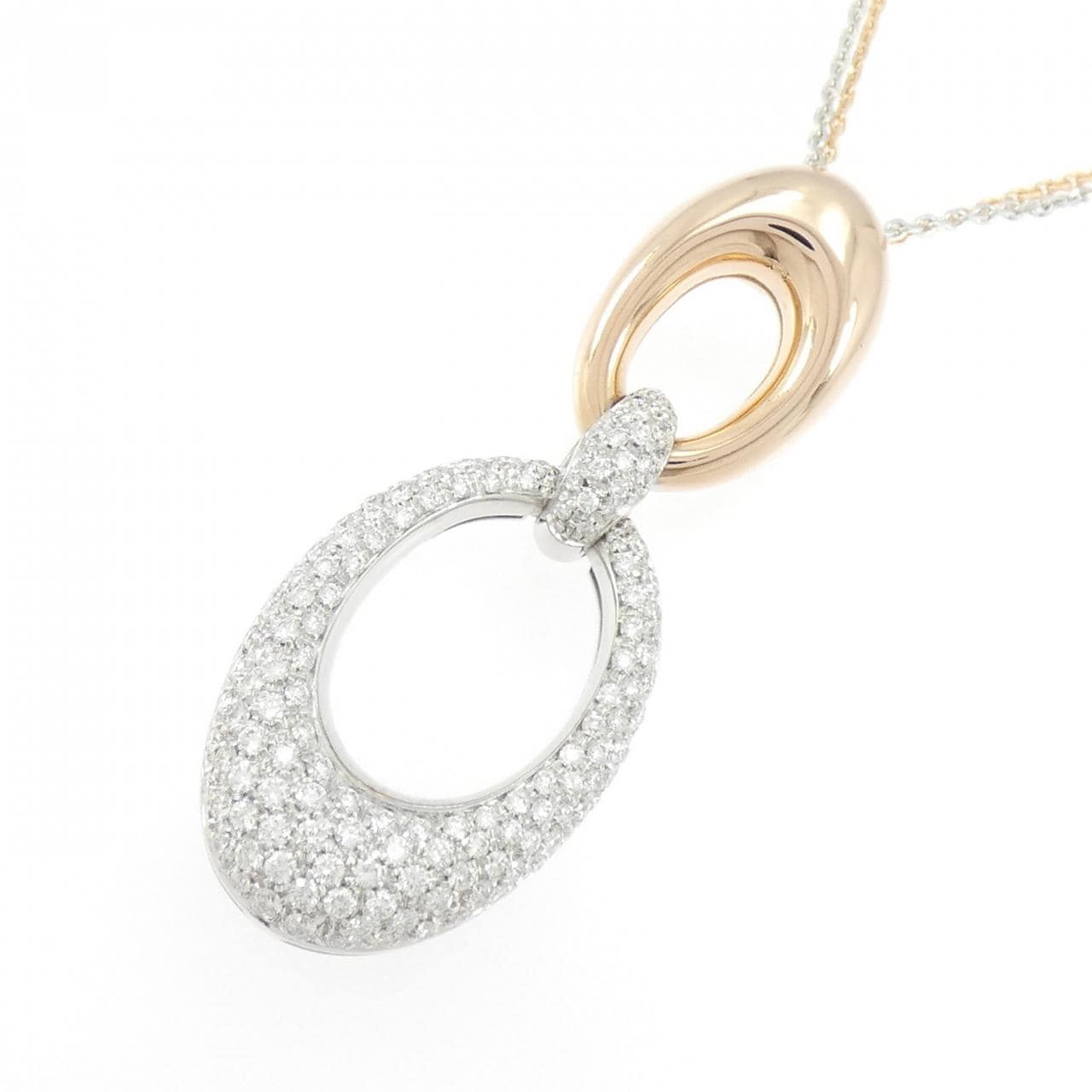750WG/750PG パヴェ ダイヤモンド ネックレス 0.98CT