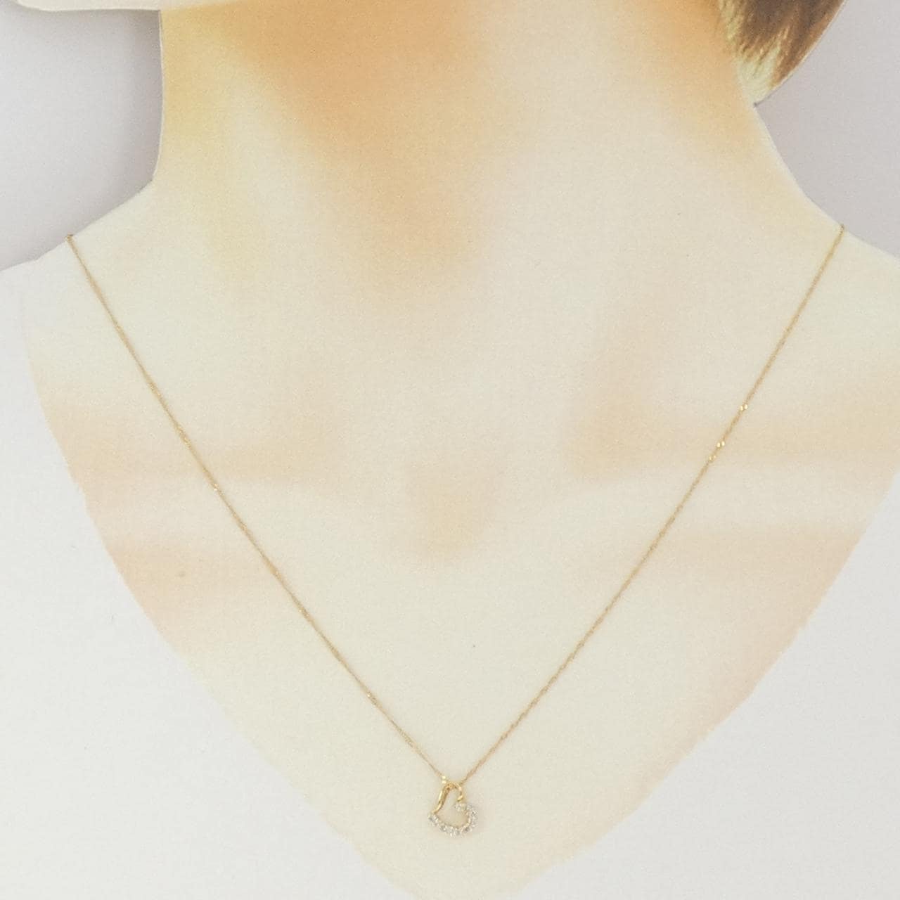 K18YG ハート ダイヤモンド ネックレス 0.1CT