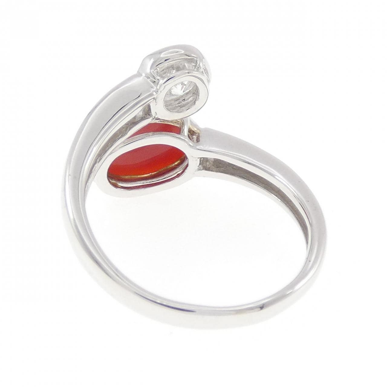 K18WG サンゴ リング 1.43CT