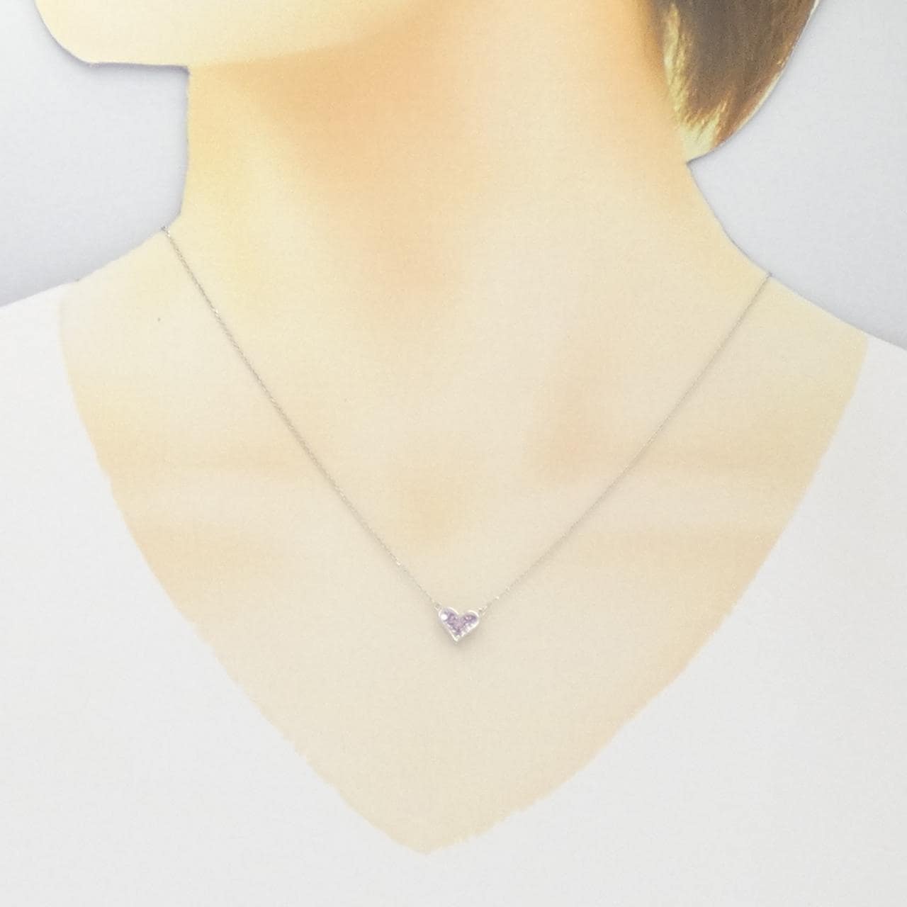 K10WG ハート サファイヤ ネックレス 0.26CT