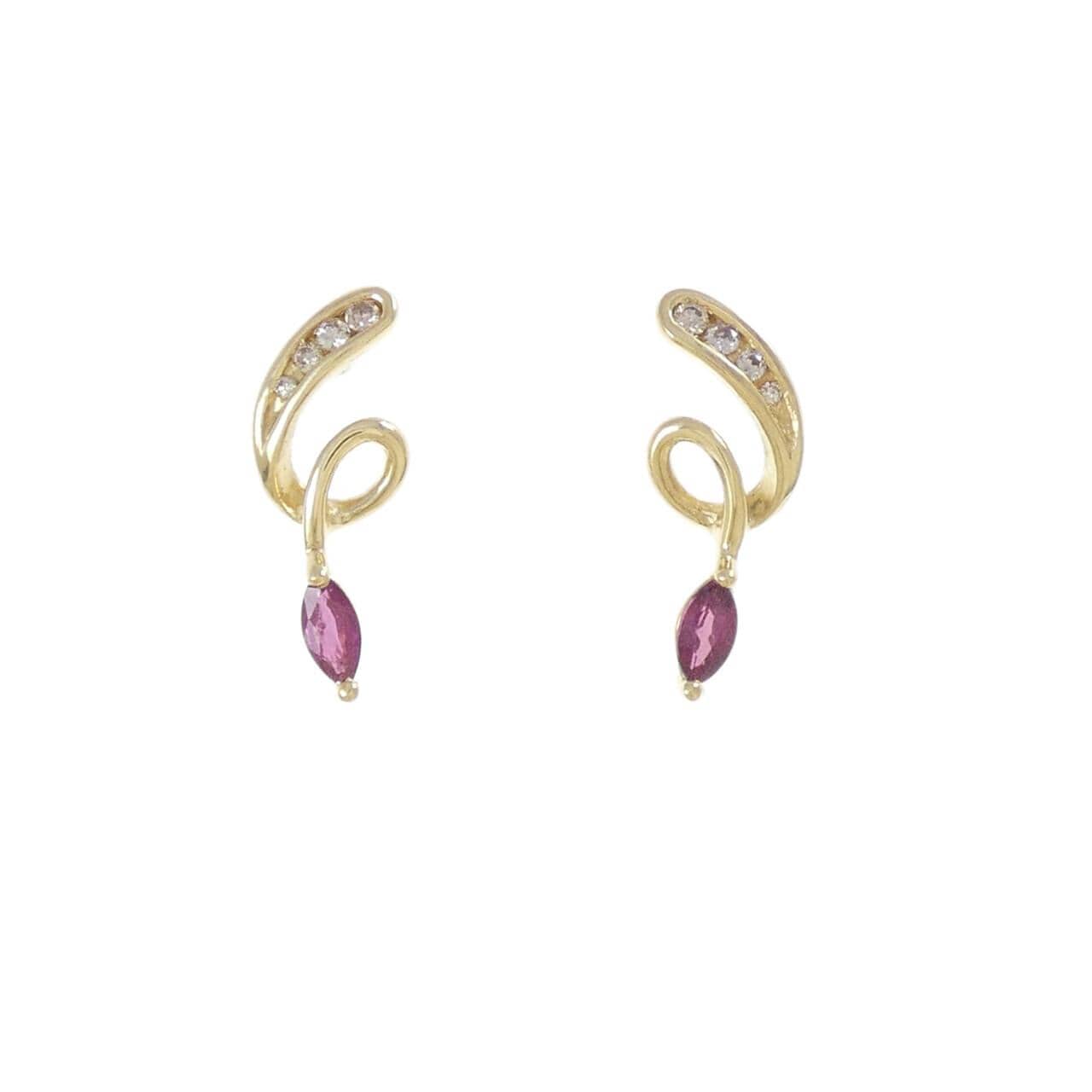 K18YG Ruby Earrings 0.34CT