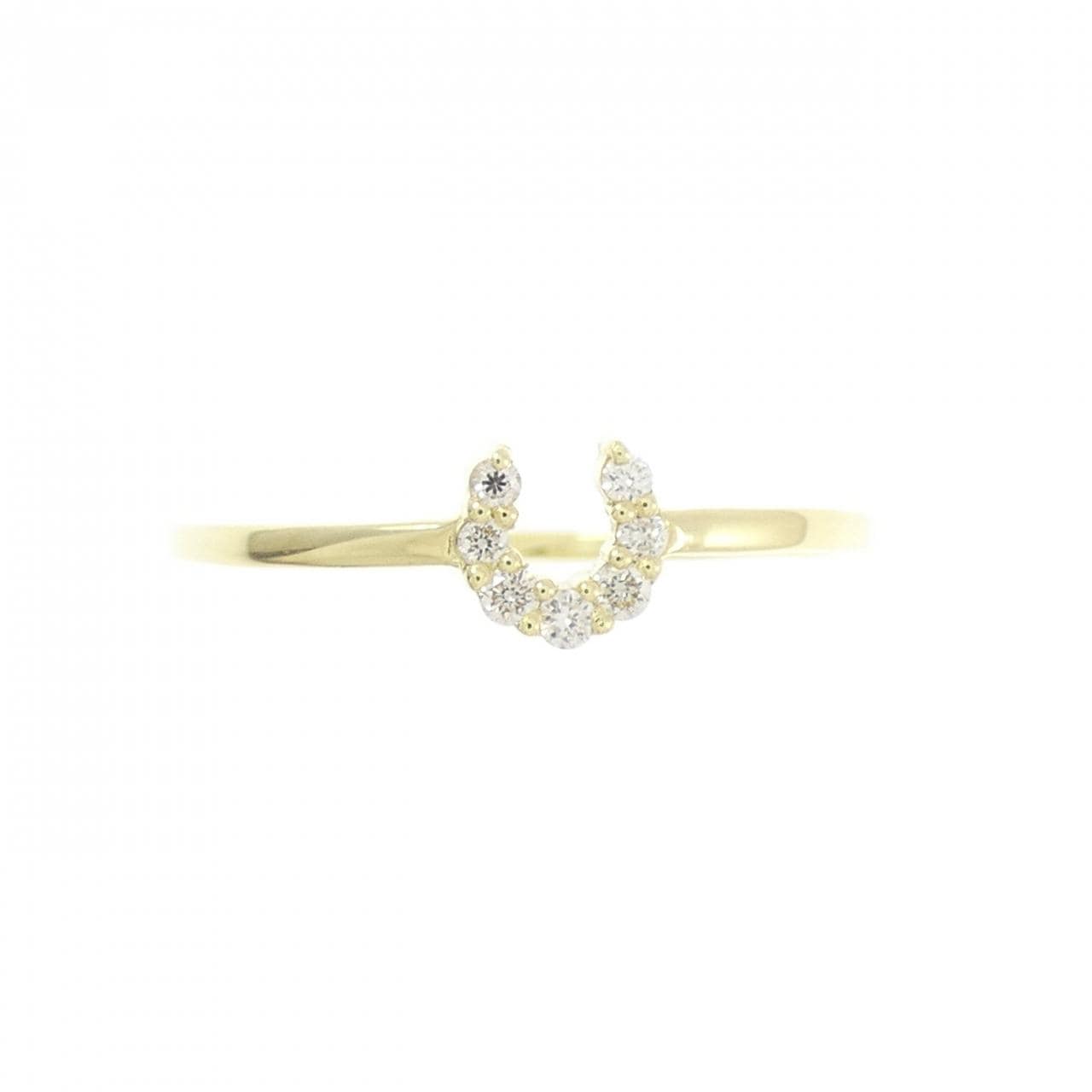 [新品] K18黄金马蹄形钻石戒指 0.06CT