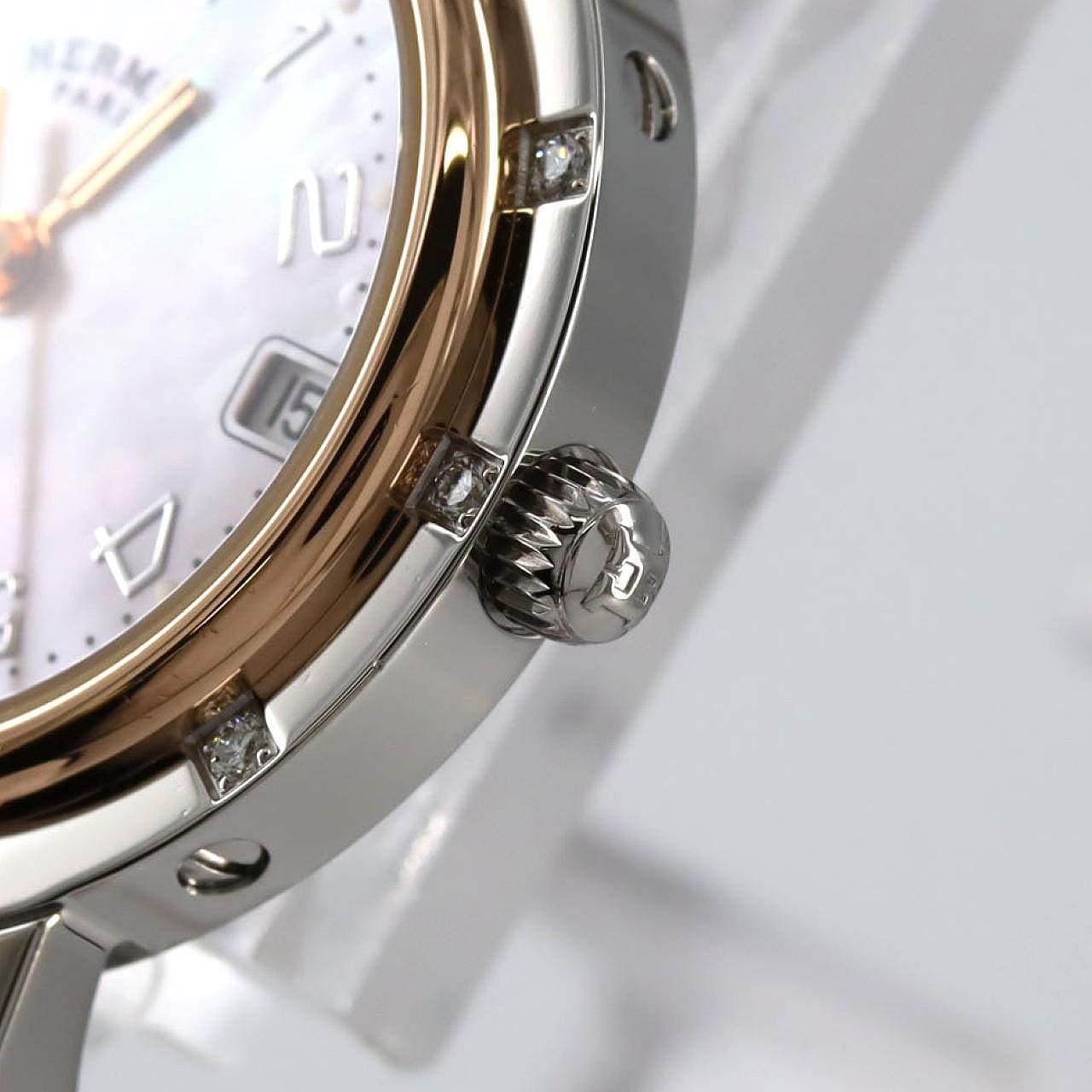 HERMES Clipper Nacre PG two tone/12P CL4.222 SSxGP Quartz