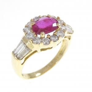 K18YG ルビー リング 0.7CT