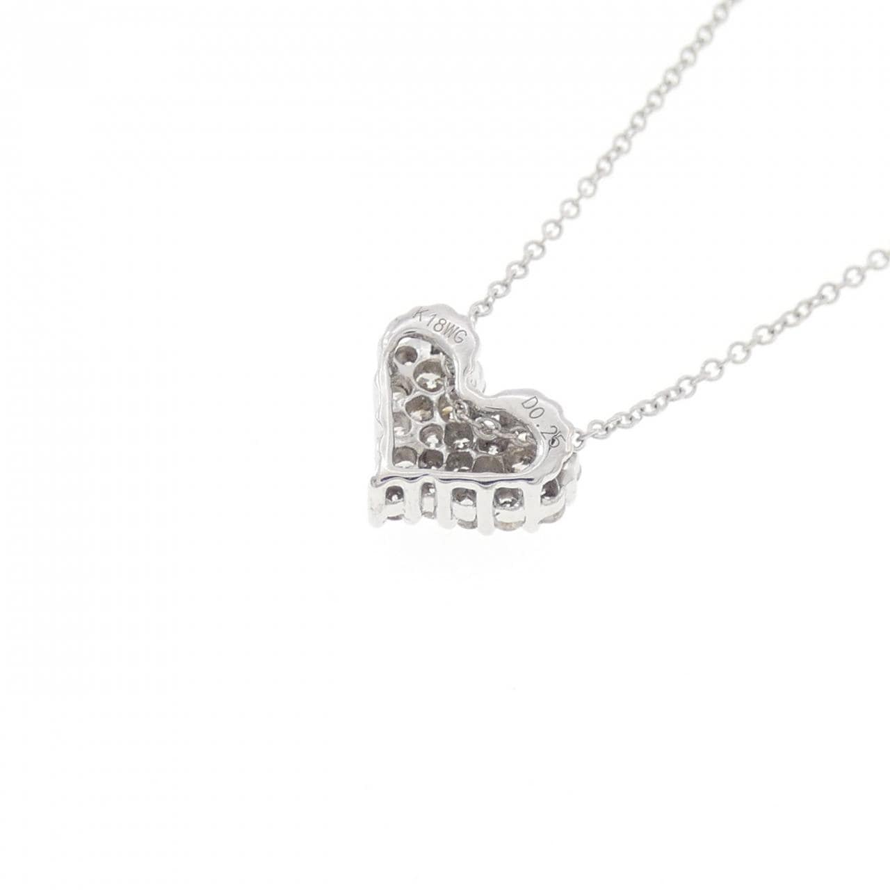 K18WG ハート ダイヤモンド ネックレス 0.25CT