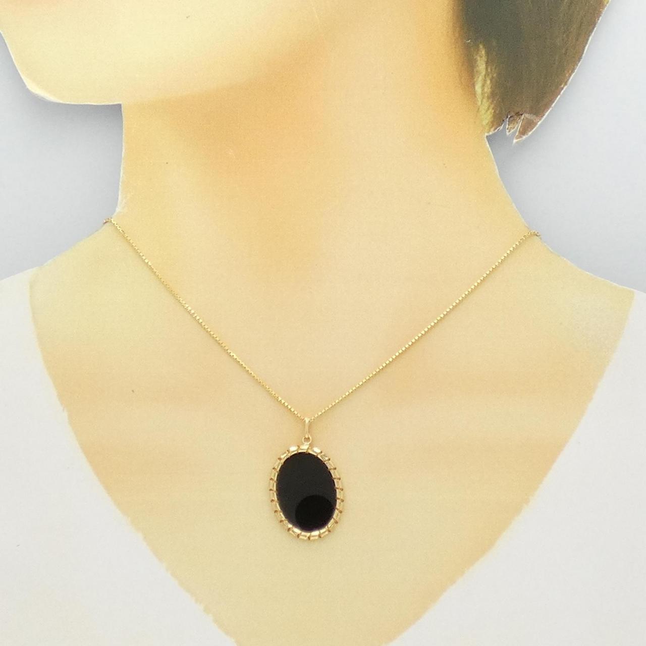 K18YG onyx necklace