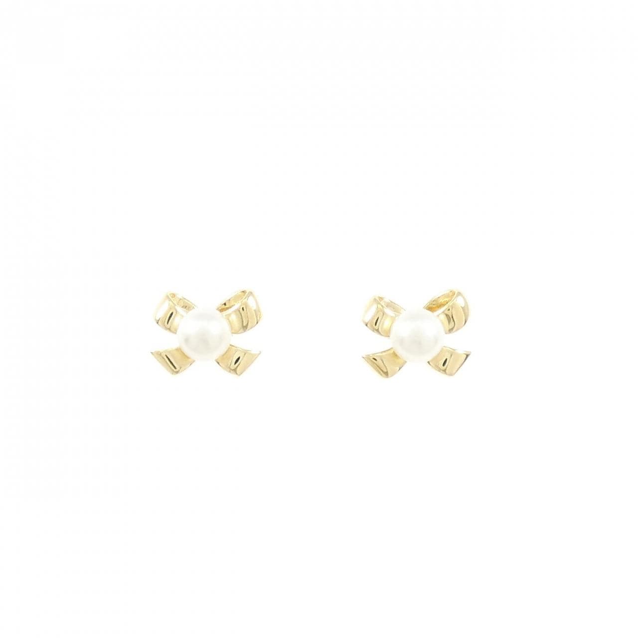 ミキモト リボン アコヤパール ピアス 3.7mm