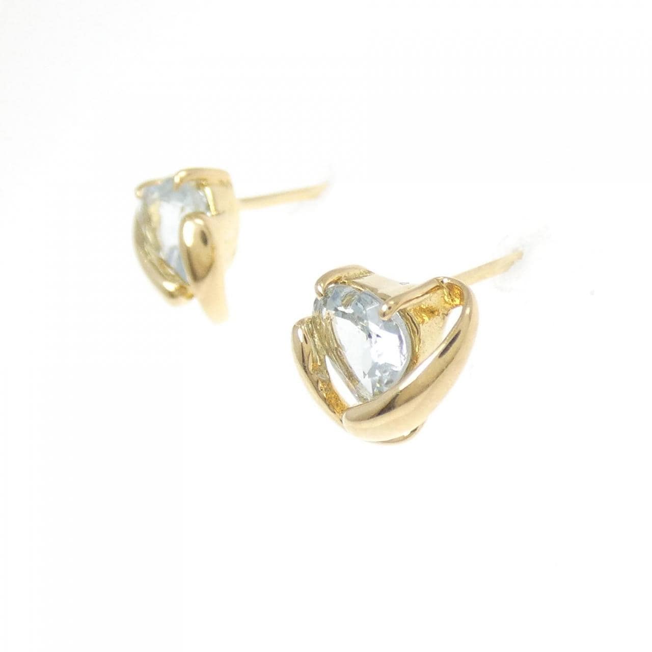 K18YG ハート アクアマリン ピアス