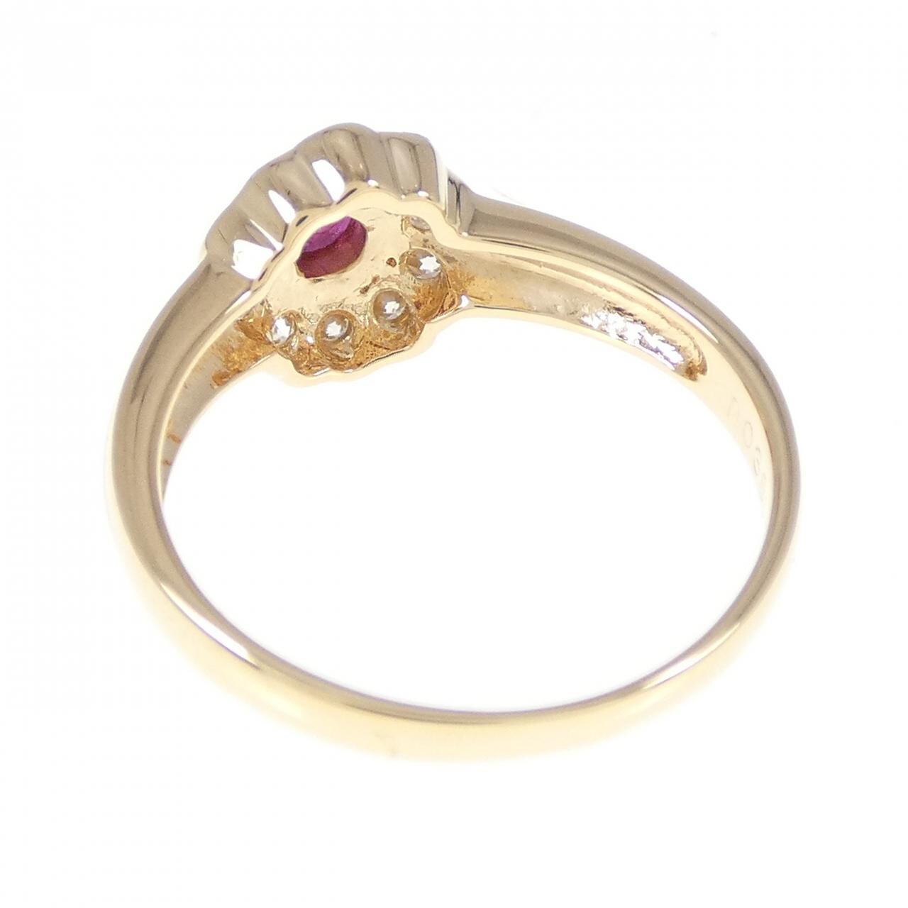 K18YG ルビー リング 0.22CT