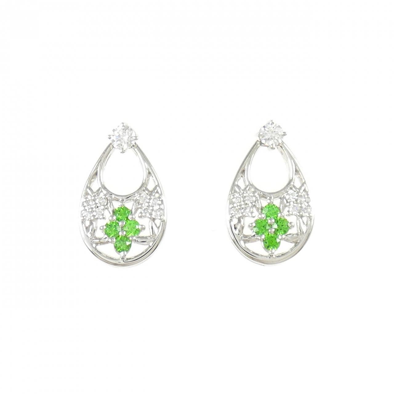 PT900 フラワー デマントイドガーネット ピアス 0.22CT