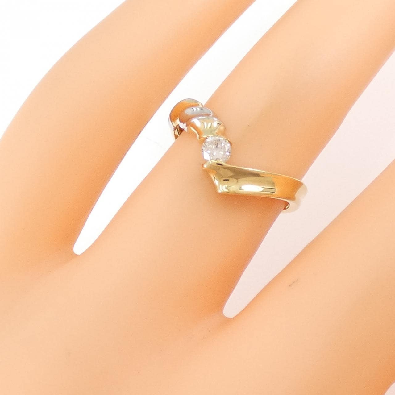 K18YG/PT ダイヤモンド リング 0.13CT