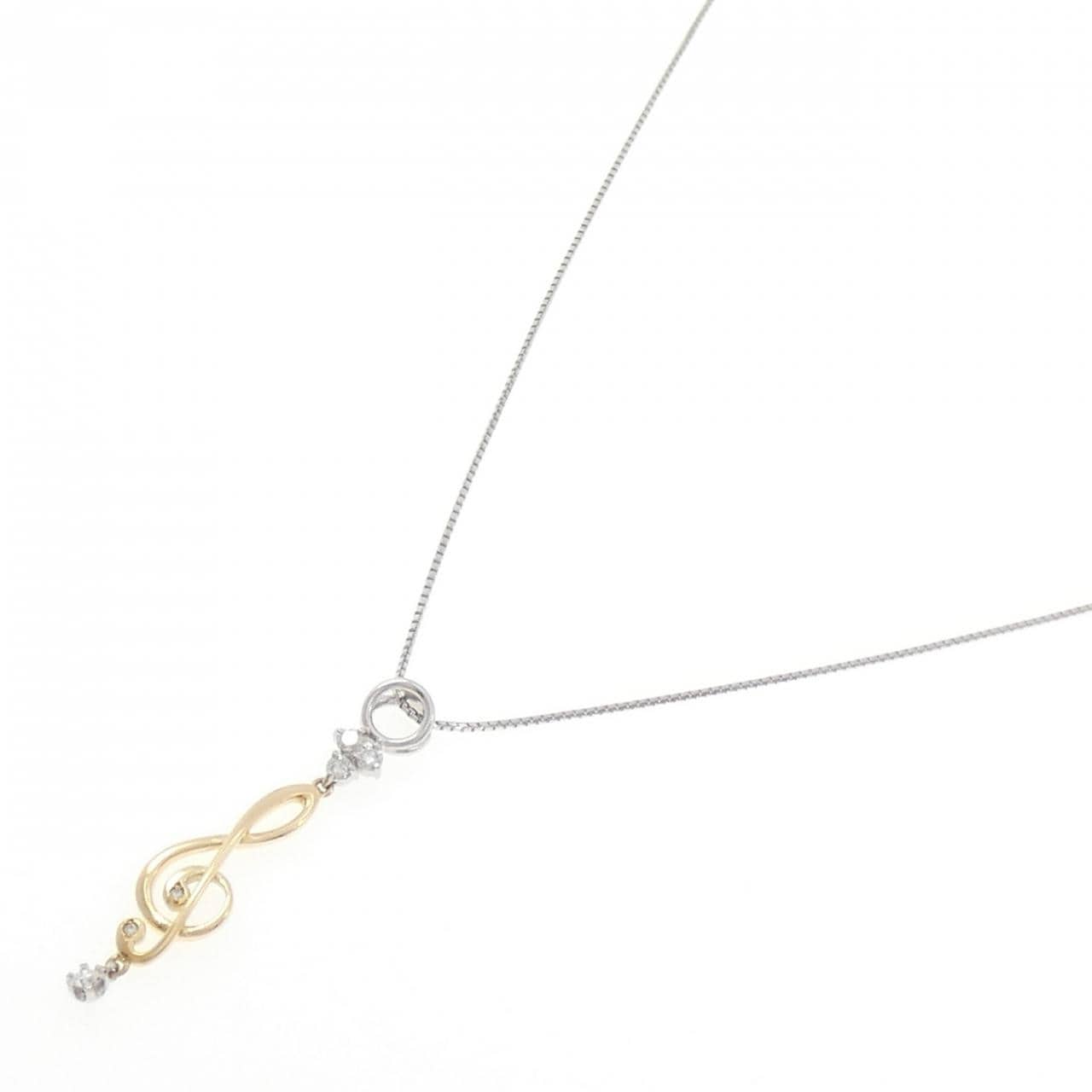 K18YG/PT900/PT850 オンプ ダイヤモンド ネックレス 0.23CT