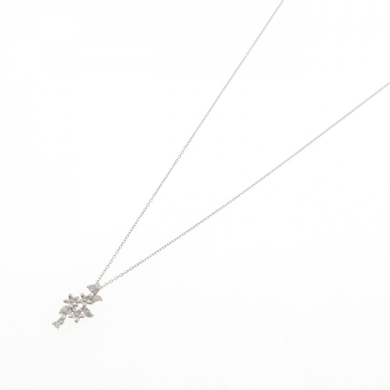 純PT/PT850 フラワー ダイヤモンド ネックレス 0.02CT