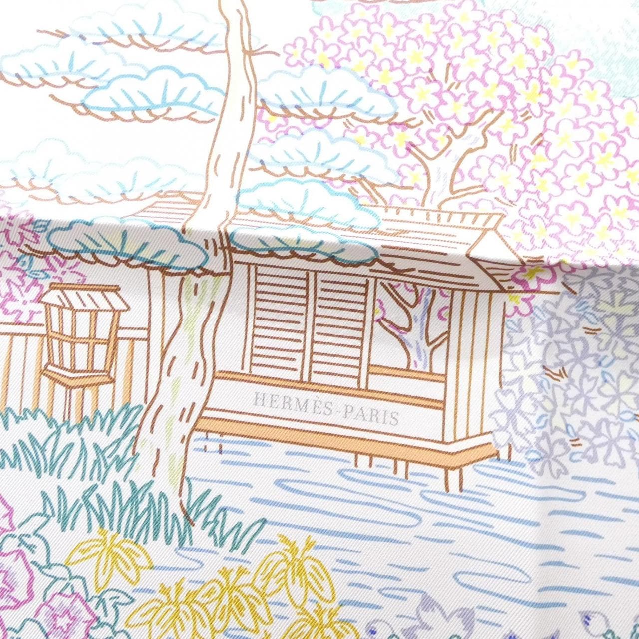 【未使用品】エルメス MILLE FEUILLES DE SOIE カレ ダブル フェイス 904126S スカーフ