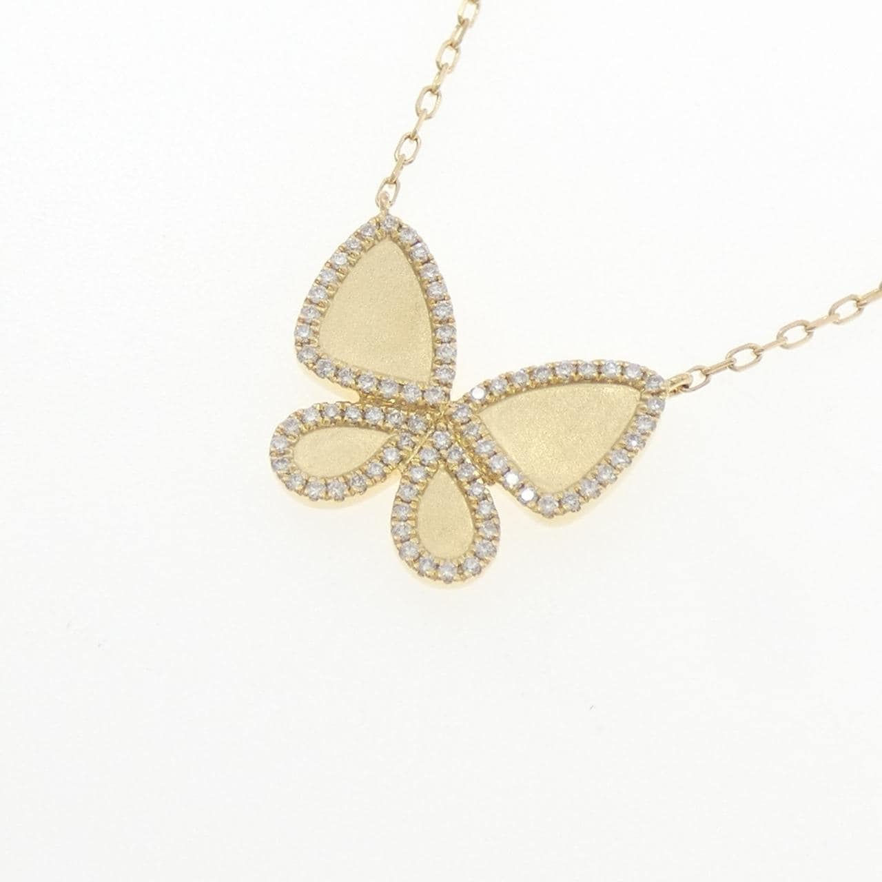 K18YG バタフライ ダイヤモンド ネックレス 0.22CT
