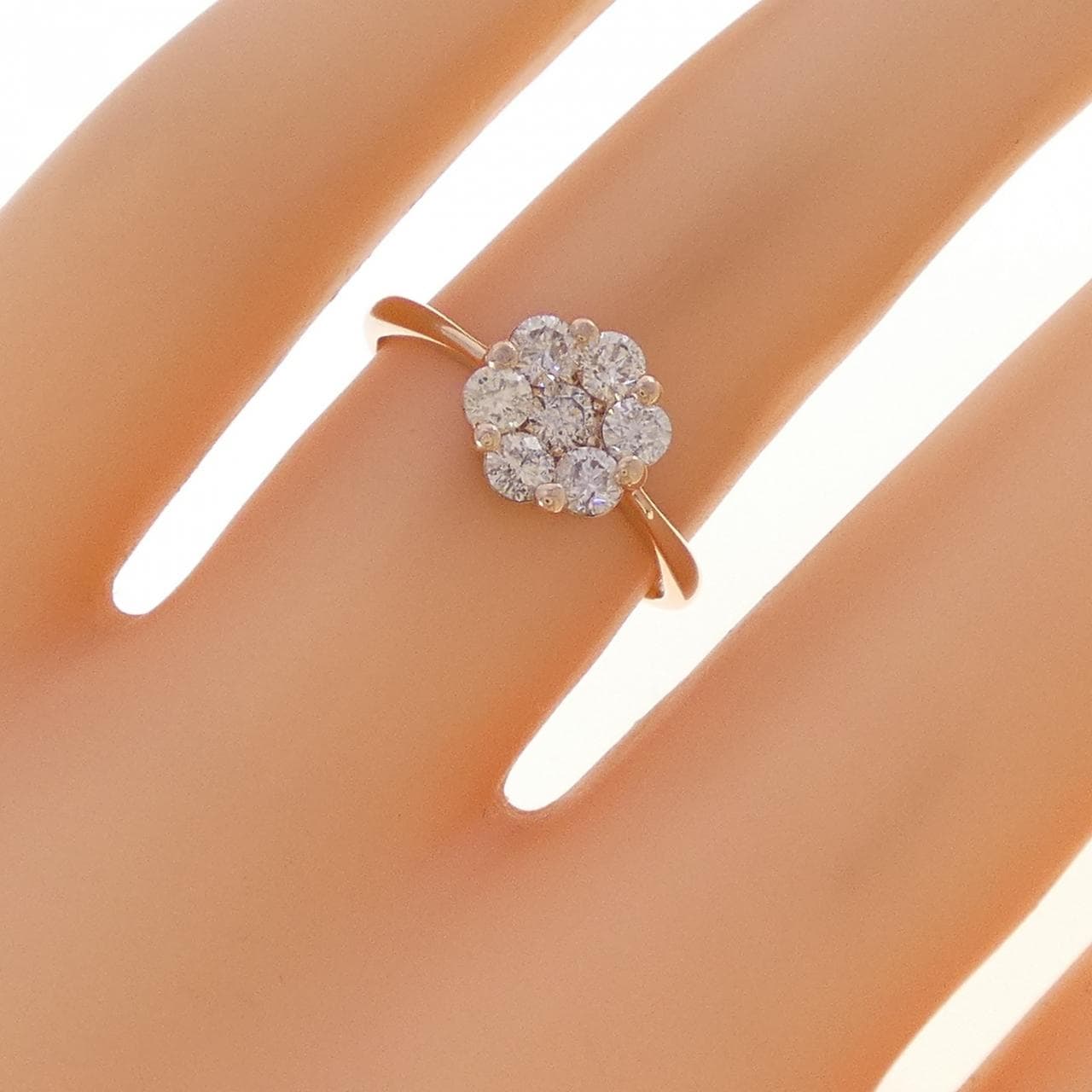 K18PG フラワー ダイヤモンド リング 0.50CT