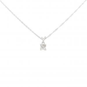 K18WG フラワー ダイヤモンド ネックレス 0.08CT