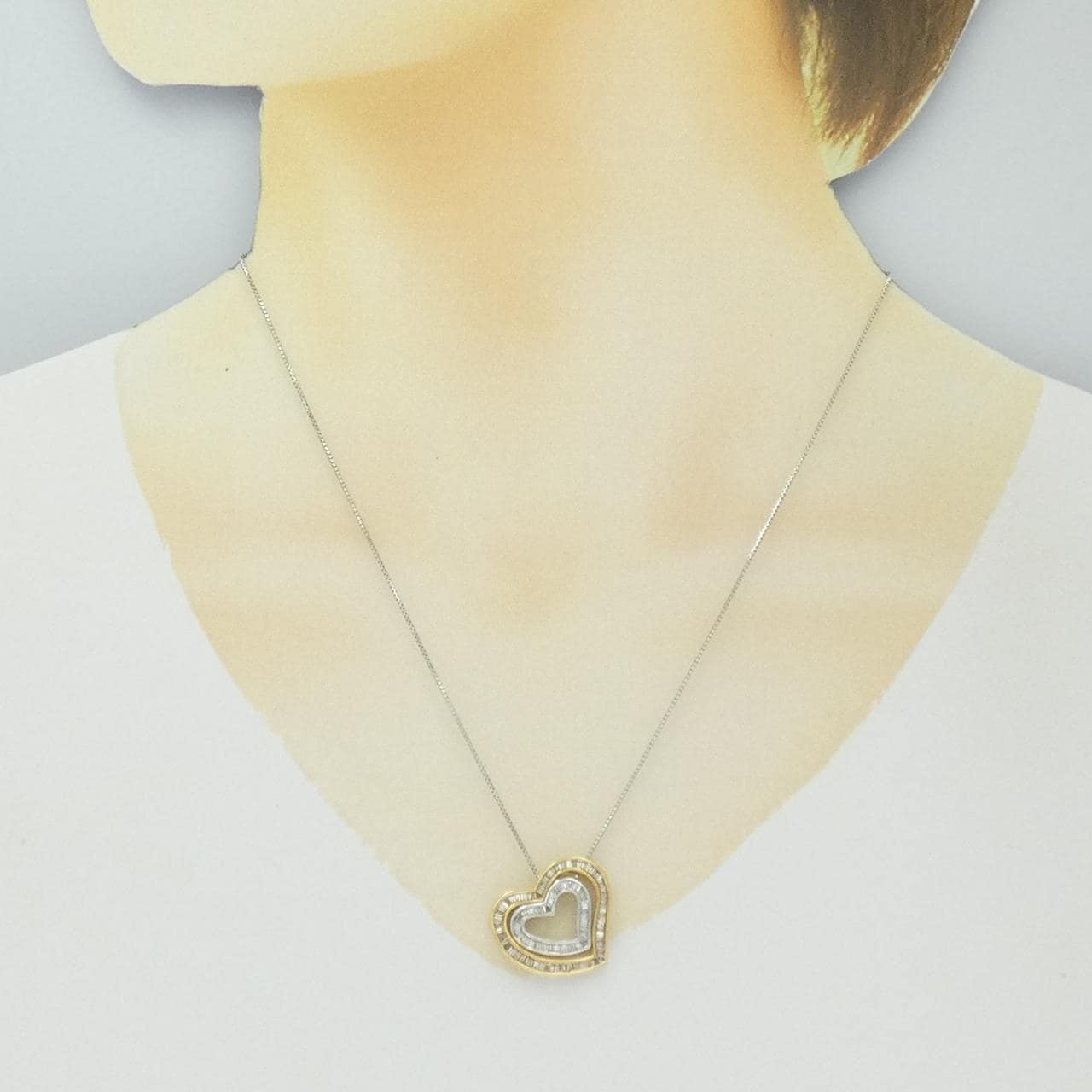 K18YG/K18WG ハート ダイヤモンド ネックレス 0.43CT