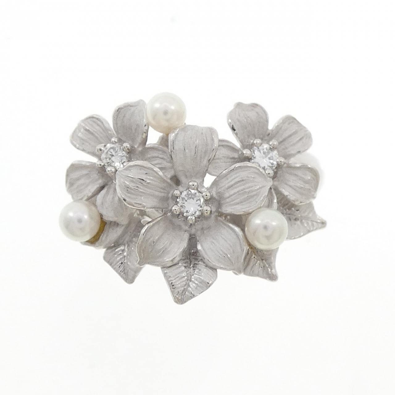 PT900 フラワー アコヤパール リング