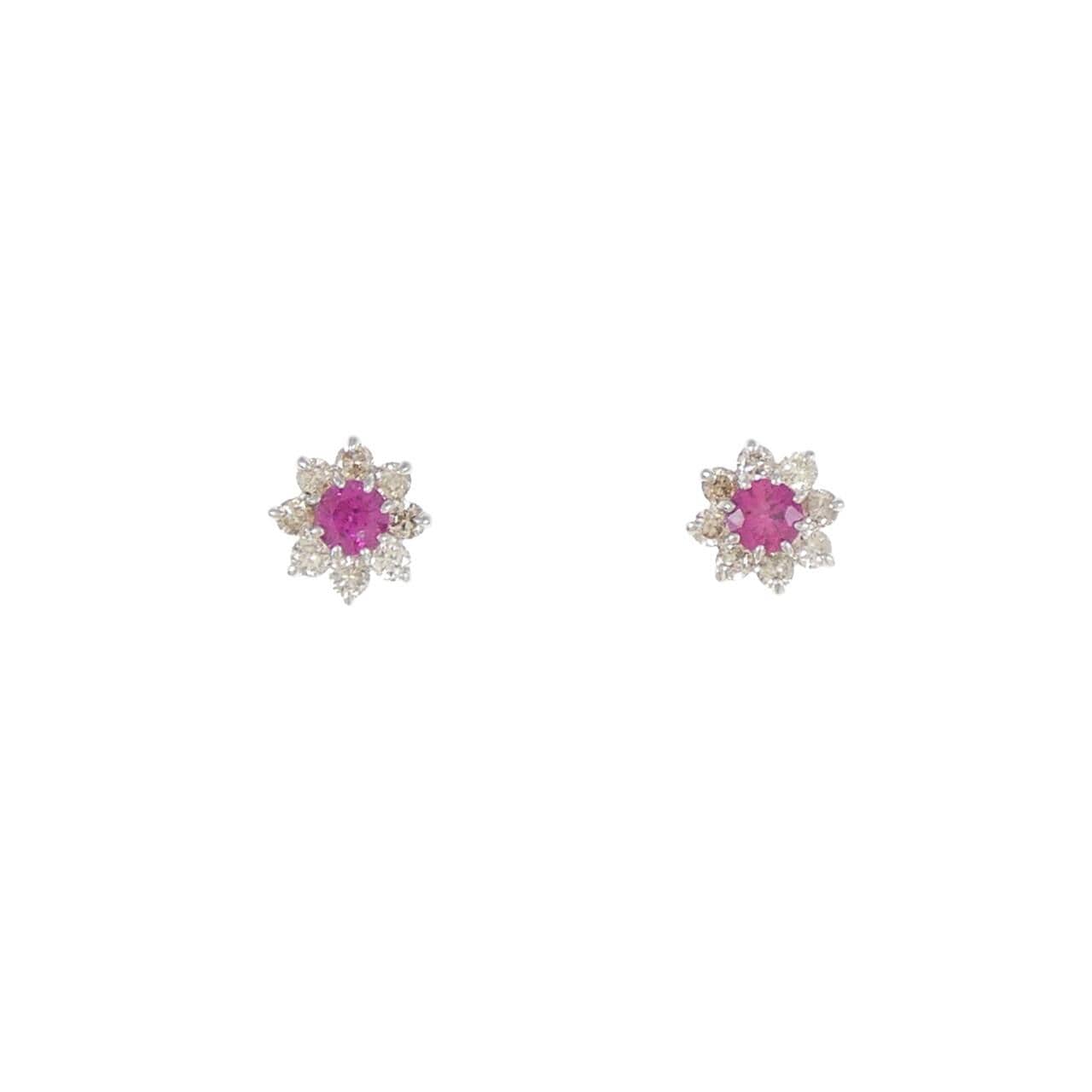 [新品] PT900 紅寶石耳環 0.16CT